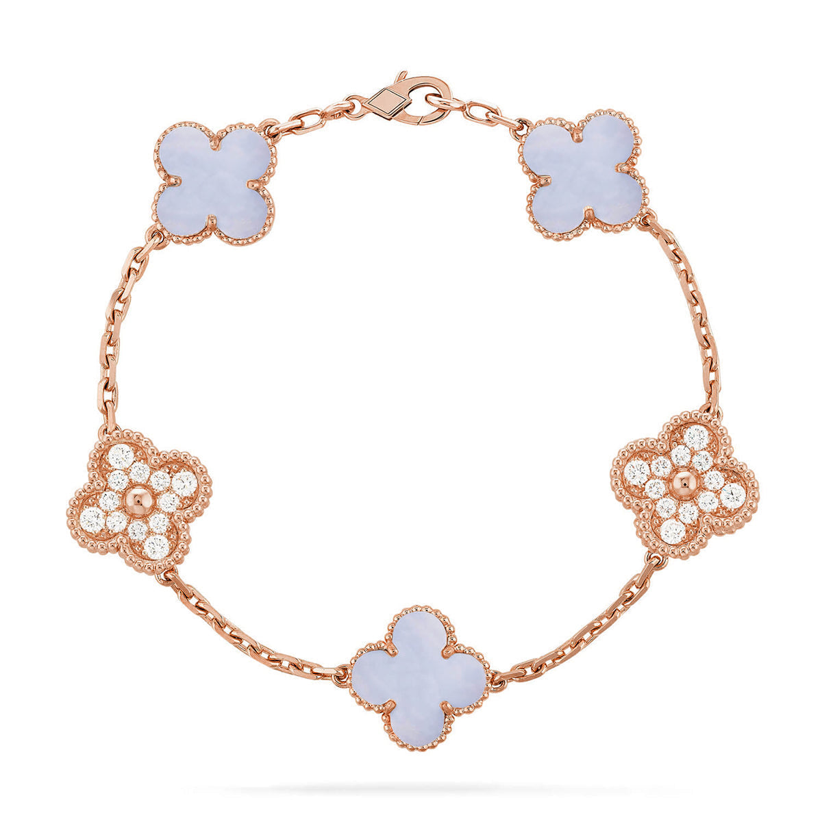 [Aurelle Style] CLOVER 5 MOTIF PURPLE CHALCEDONY BRACELET COLLECTION