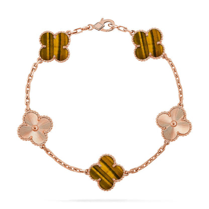 [Aurelle Style] CLOVER 5 MOTIFS TIGER EYE BRACELET COLLECTION