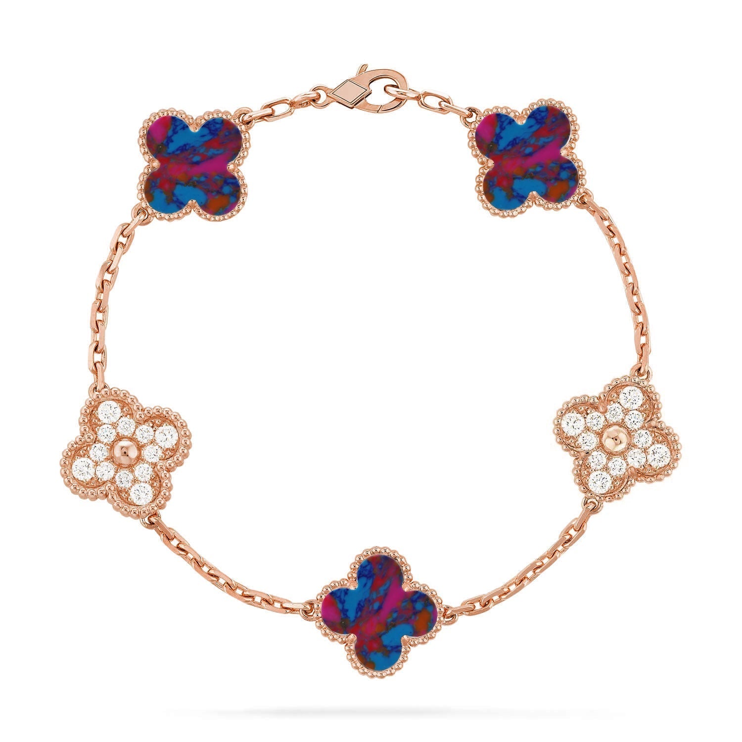 [Aurelle Style]CLOVER 5 MOTIF COLOR GEMSTONES BRACELET COLLECTION