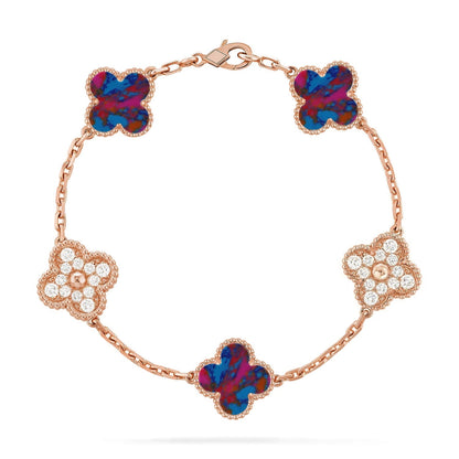 [Aurelle Style]CLOVER 5 MOTIF COLOR GEMSTONES BRACELET COLLECTION