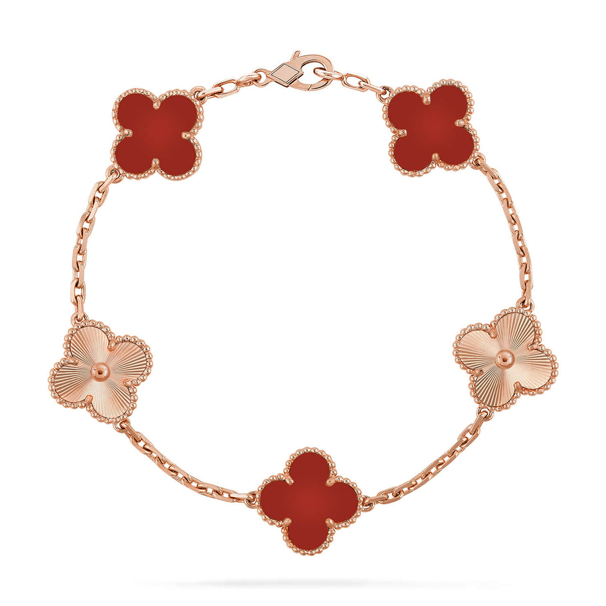 [Aurelle Style] CLOVER 5 MOTIF RED CORNELIAN BRACELET COLLECTION