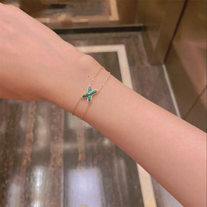 [Aurelle Style]JEUX BRACELET MALACHITE PINK GOLD 1 DIAMOND