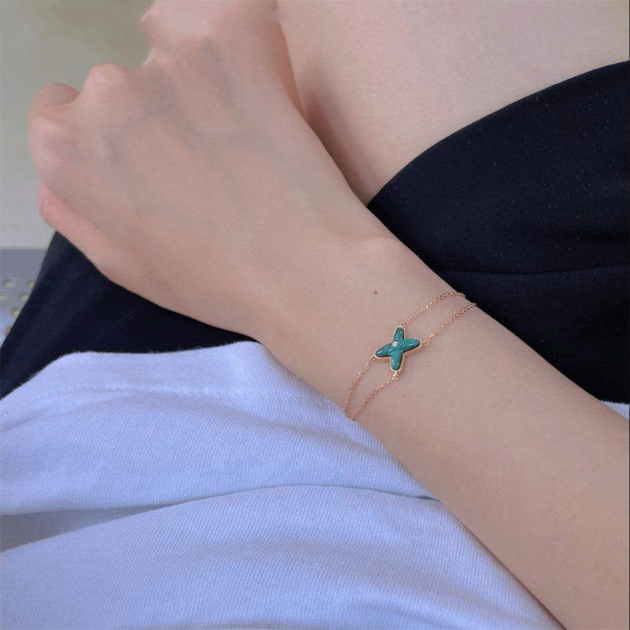[Aurelle Style]JEUX BRACELET MALACHITE PINK GOLD 1 DIAMOND