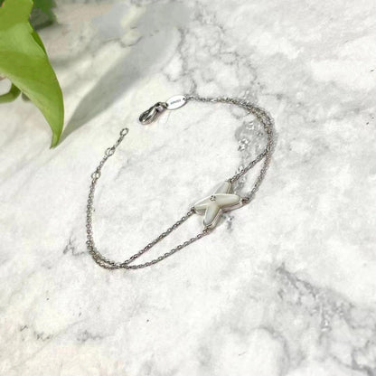 [Aurelle Style]JEUX BRACELET WHITE MOP SILVER 1 DIAMOND