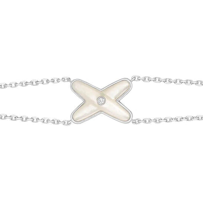 [Aurelle Style]JEUX BRACELET WHITE MOP SILVER 1 DIAMOND