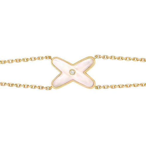 [Aurelle Style]JEUX BRACELET WHITE MOP GOLD 1 DIAMOND