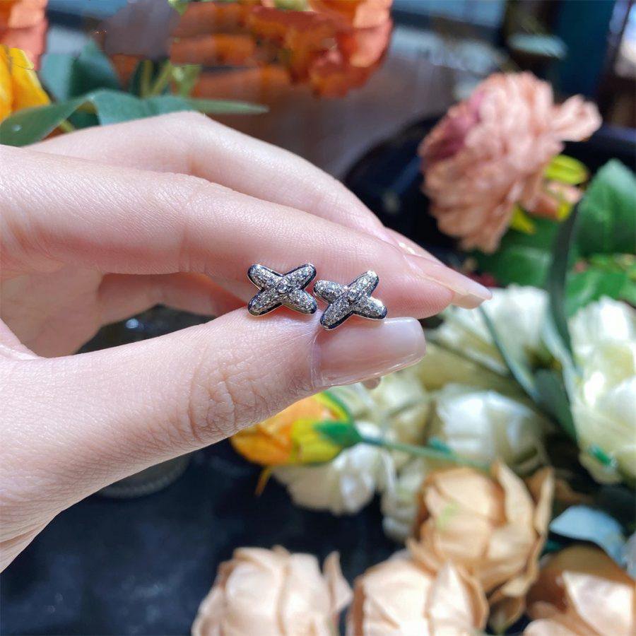 [Aurelle Style]JEUX DE SILVER DIAMOND EARRINGS