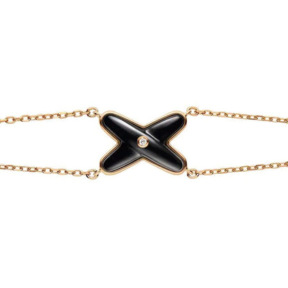 [Aurelle Style]JEUX BRACELET ONYX PINK GOLD 1 DIAMOND