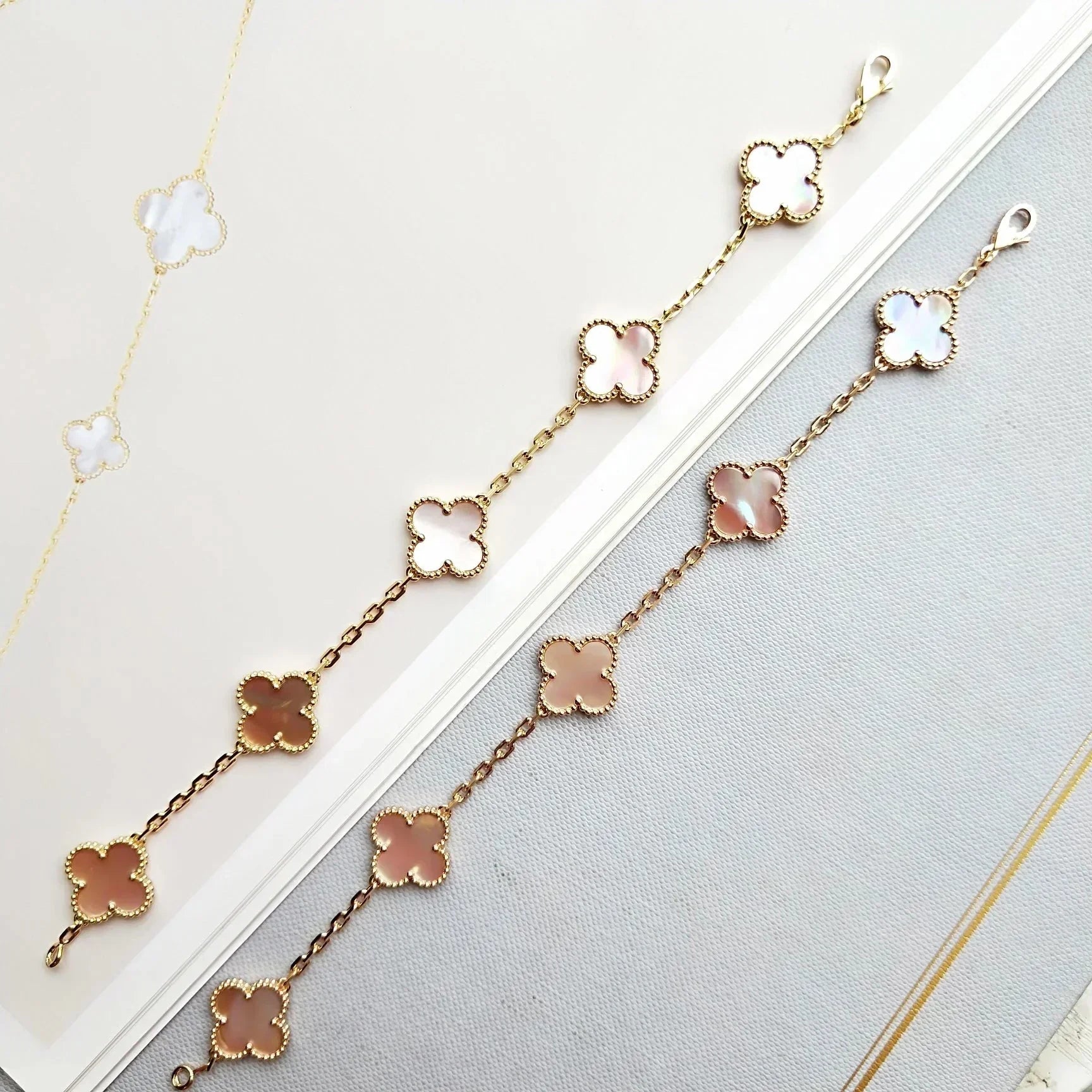 [Aurelle Style] CLOVER 5 MOTIFS  PINK MOP BRACELET COLLECTION
