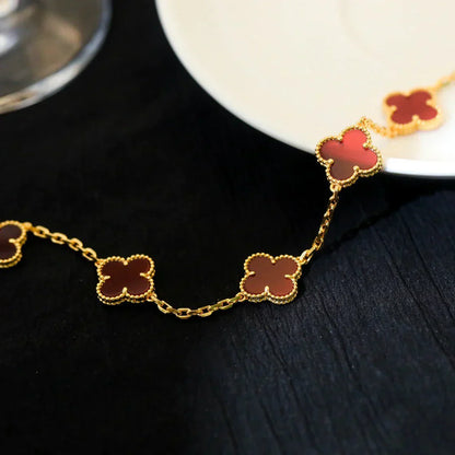 [Aurelle Style] CLOVER 5 MOTIF RED CORNELIAN BRACELET COLLECTION