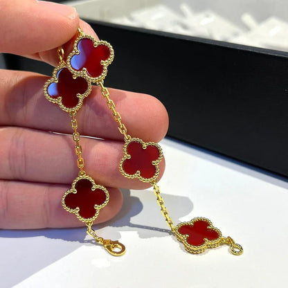 [Aurelle Style] CLOVER 5 MOTIF RED CORNELIAN BRACELET COLLECTION