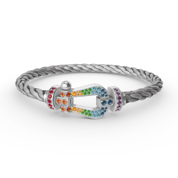 [Aurelle Style]FORC LARGE HORSESHOE  COLORED DIAMOND BRACELET SILVER