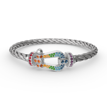 [Aurelle Style]FORC LARGE HORSESHOE  COLORED DIAMOND BRACELET SILVER