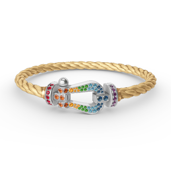 [Aurelle Style]FORC LARGE HORSESHOE  COLORED DIAMOND BRACELET SILVER