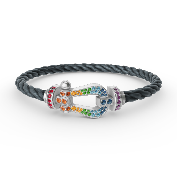 [Aurelle Style]FORC LARGE HORSESHOE  COLORED DIAMOND BRACELET SILVER