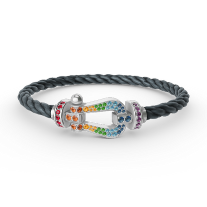 [Aurelle Style]FORC LARGE HORSESHOE  COLORED DIAMOND BRACELET SILVER