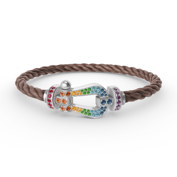 [Aurelle Style]FORC LARGE HORSESHOE  COLORED DIAMOND BRACELET SILVER