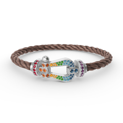 [Aurelle Style]FORC LARGE HORSESHOE  COLORED DIAMOND BRACELET SILVER