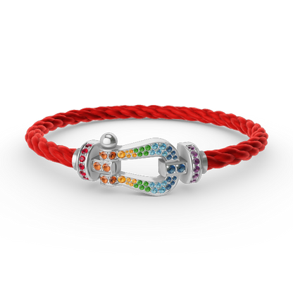 [Aurelle Style]FORC LARGE HORSESHOE  COLORED DIAMOND BRACELET SILVER