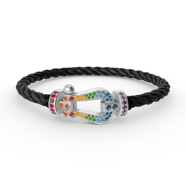 [Aurelle Style]FORC LARGE HORSESHOE  COLORED DIAMOND BRACELET SILVER