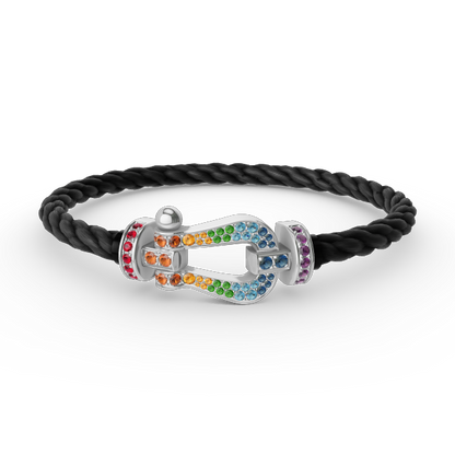 [Aurelle Style]FORC LARGE HORSESHOE  COLORED DIAMOND BRACELET SILVER