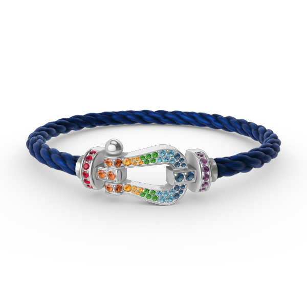 [Aurelle Style]FORC LARGE HORSESHOE  COLORED DIAMOND BRACELET SILVER