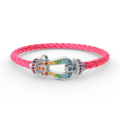 [Aurelle Style]FORC LARGE HORSESHOE  COLORED DIAMOND BRACELET SILVER