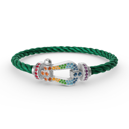 [Aurelle Style]FORC LARGE HORSESHOE  COLORED DIAMOND BRACELET SILVER