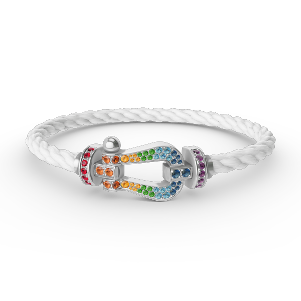 [Aurelle Style]FORC LARGE HORSESHOE  COLORED DIAMOND BRACELET SILVER