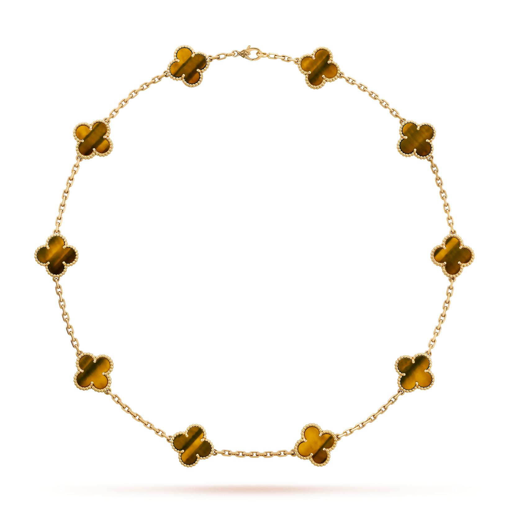 [Aurelle Style]CLOVER 10 MOTIFS TIGER EYE NECKLACE