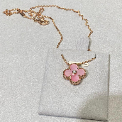 [Aurelle Style]CLOVER 15MM DIAMOND PINK MOP NECKLACE