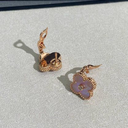 [Aurelle Style]CLOVER MEDIUM 1 DIAMOND PINK EARRINGS