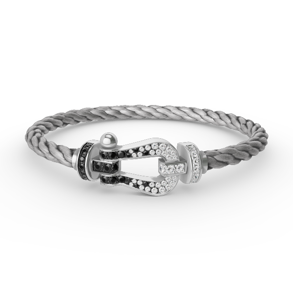 [Aurelle Style]FORCE LARGE HORSESHOE BLACK WHITE DIAMOND BRACELET SILVER