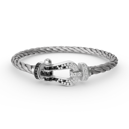 [Aurelle Style]FORCE LARGE HORSESHOE BLACK WHITE DIAMOND BRACELET SILVER