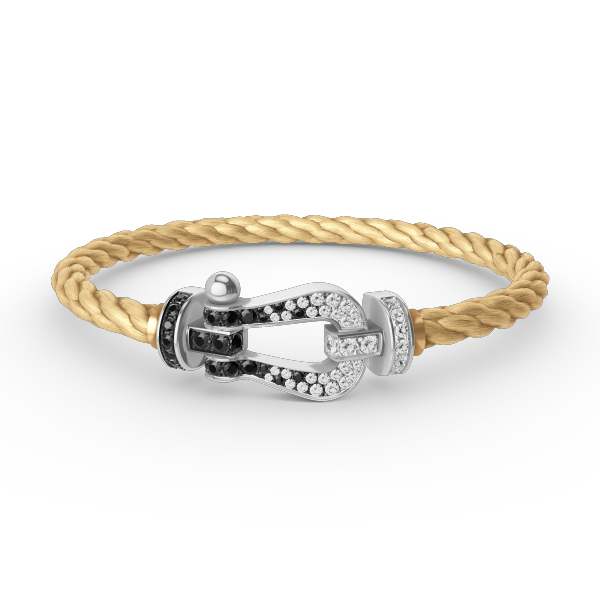 [Aurelle Style]FORCE LARGE HORSESHOE BLACK WHITE DIAMOND BRACELET SILVER