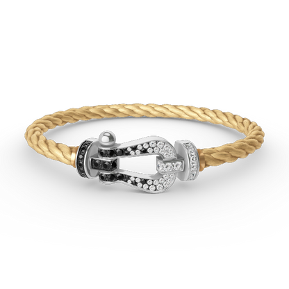 [Aurelle Style]FORCE LARGE HORSESHOE BLACK WHITE DIAMOND BRACELET SILVER