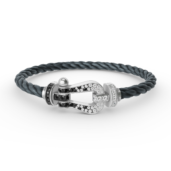 [Aurelle Style]FORCE LARGE HORSESHOE BLACK WHITE DIAMOND BRACELET SILVER