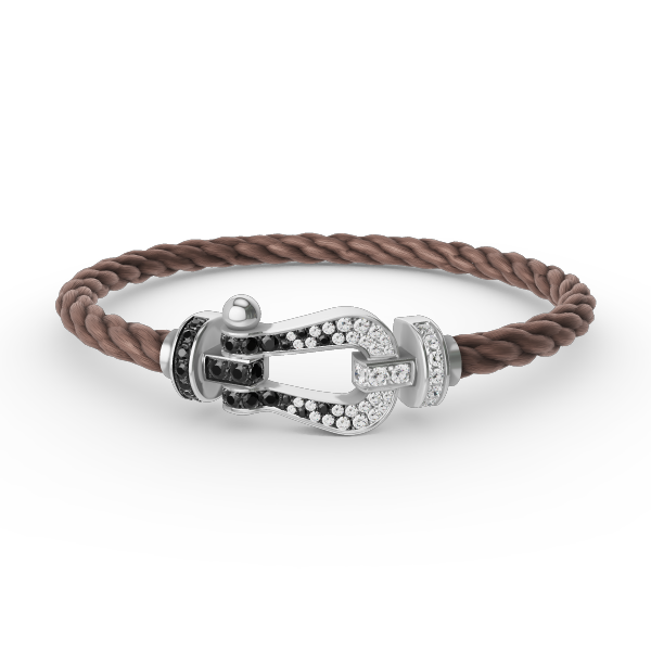 [Aurelle Style]FORCE LARGE HORSESHOE BLACK WHITE DIAMOND BRACELET SILVER