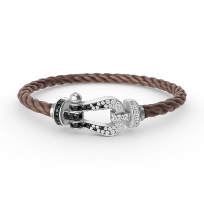 [Aurelle Style]FORCE LARGE HORSESHOE BLACK WHITE DIAMOND BRACELET SILVER