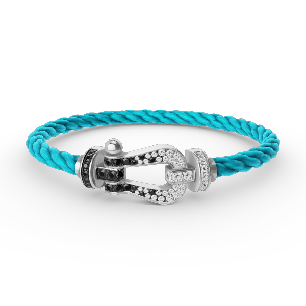 [Aurelle Style]FORCE LARGE HORSESHOE BLACK WHITE DIAMOND BRACELET SILVER