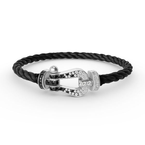 [Aurelle Style]FORCE LARGE HORSESHOE BLACK WHITE DIAMOND BRACELET SILVER