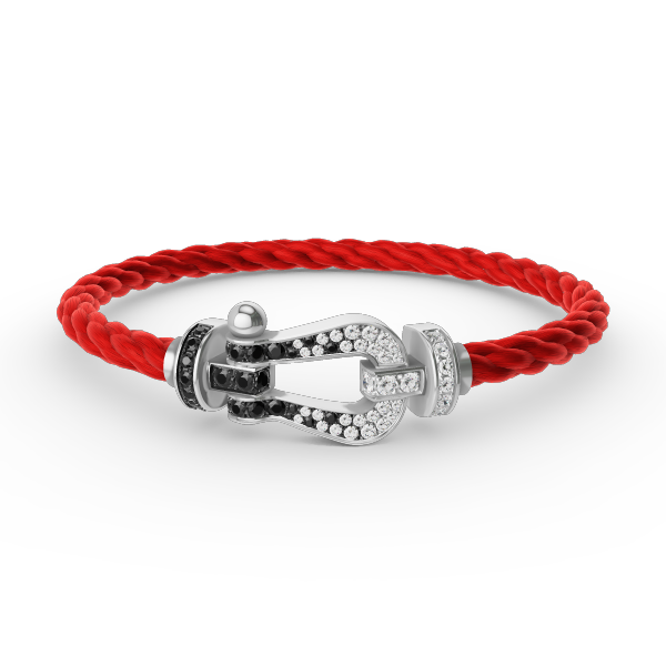 [Aurelle Style]FORCE LARGE HORSESHOE BLACK WHITE DIAMOND BRACELET SILVER