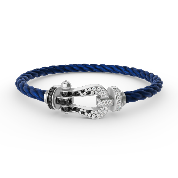[Aurelle Style]FORCE LARGE HORSESHOE BLACK WHITE DIAMOND BRACELET SILVER