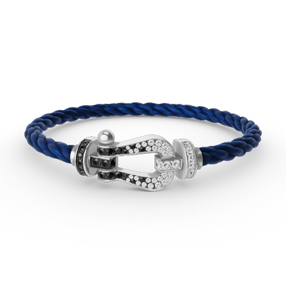 [Aurelle Style]FORCE LARGE HORSESHOE BLACK WHITE DIAMOND BRACELET SILVER