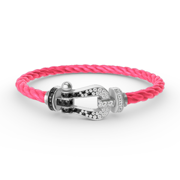 [Aurelle Style]FORCE LARGE HORSESHOE BLACK WHITE DIAMOND BRACELET SILVER