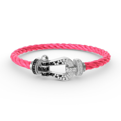 [Aurelle Style]FORCE LARGE HORSESHOE BLACK WHITE DIAMOND BRACELET SILVER