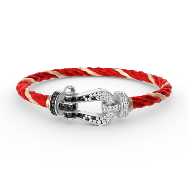 [Aurelle Style]FORCE LARGE HORSESHOE BLACK WHITE DIAMOND BRACELET SILVER