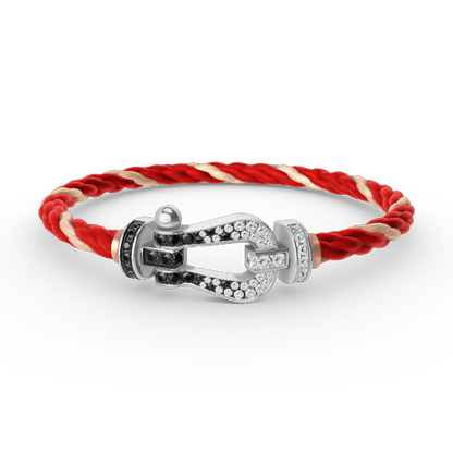 [Aurelle Style]FORCE LARGE HORSESHOE BLACK WHITE DIAMOND BRACELET SILVER