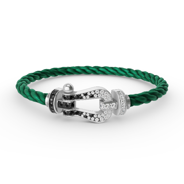 [Aurelle Style]FORCE LARGE HORSESHOE BLACK WHITE DIAMOND BRACELET SILVER