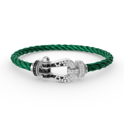 [Aurelle Style]FORCE LARGE HORSESHOE BLACK WHITE DIAMOND BRACELET SILVER